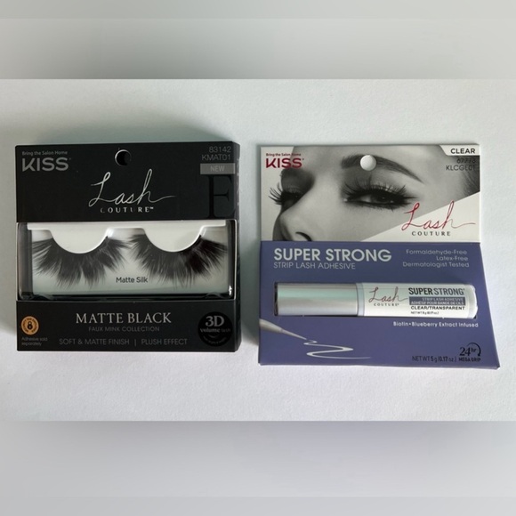 KISS Matte Silk Black Faux Mink Collection Lashes & Adhesive Set NEW - Picture 1 of 5